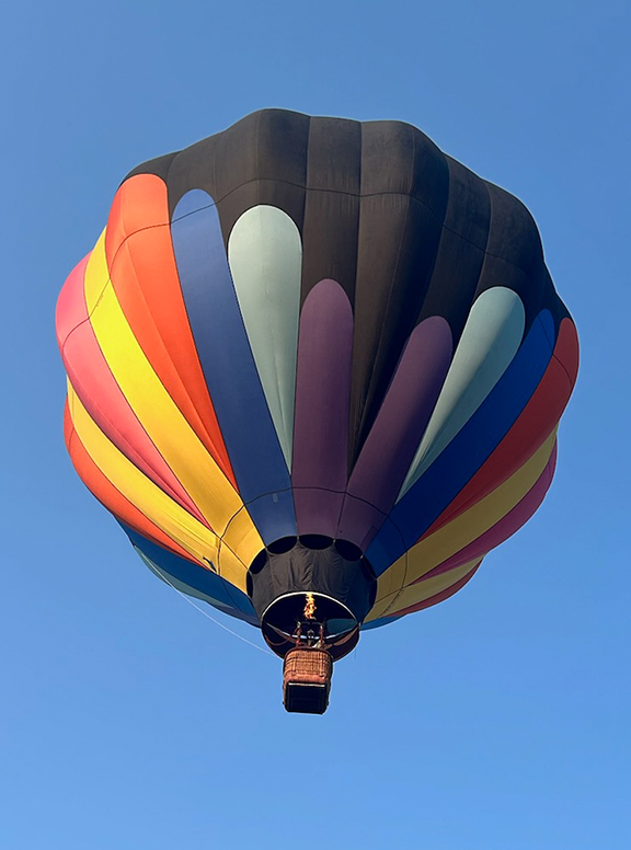 Hot air balloon named Full Throttle, flown by Jake Riehle at the National Balloon Classic.