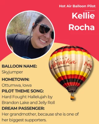 Everyone, say hey to Kellie Rocha —  a Flyin’ High pilot soaring into the 2025 National Balloon Classic! ❤️  #FlyinHighin2025 #NationalBalloonClassic
